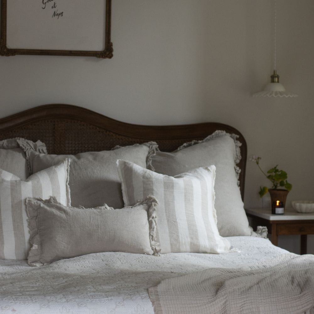 Hallie Natural Beige Ruffle Cushion 65x65