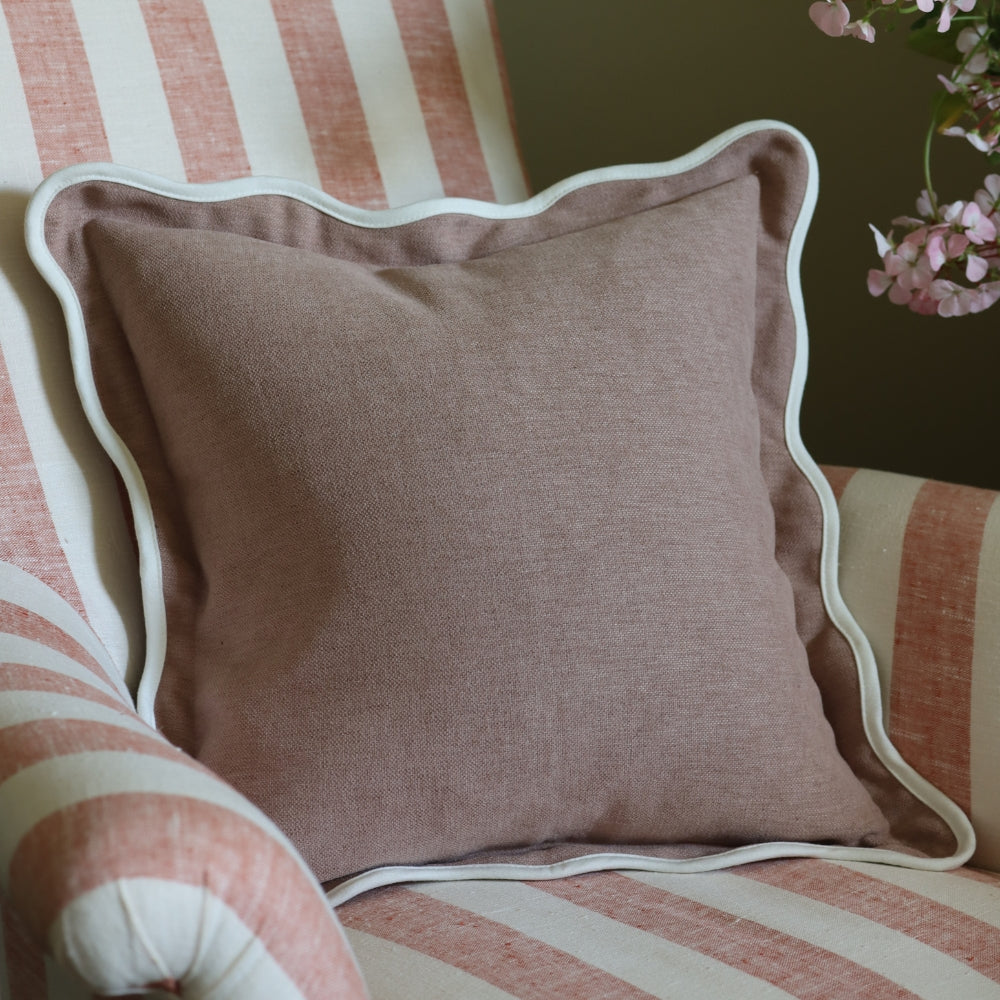 Chloe Dusty Pink Scalloped Edge Cushion 55x55