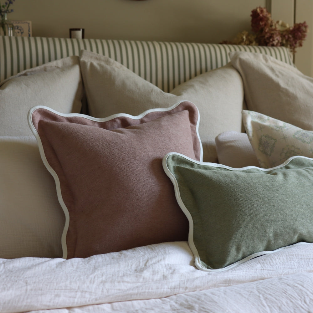 Chloe Dusty Pink Scalloped Edge Cushion 45x45