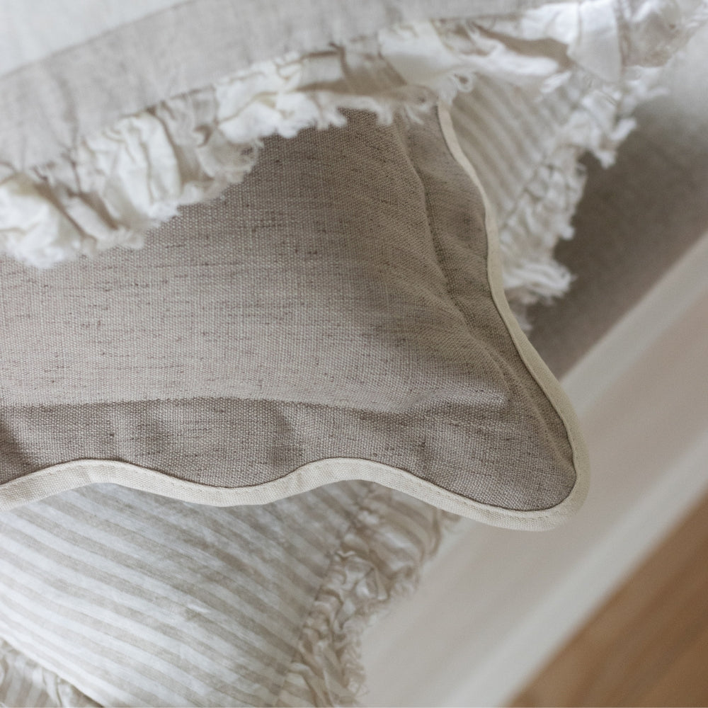 Chloe Greige Scalloped Edge Cushion 55x55