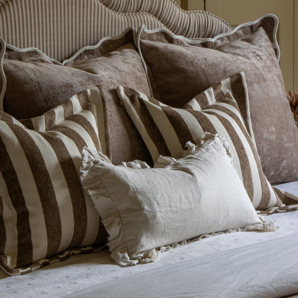 Hallie Cream Ruffle Cushion 50x30
