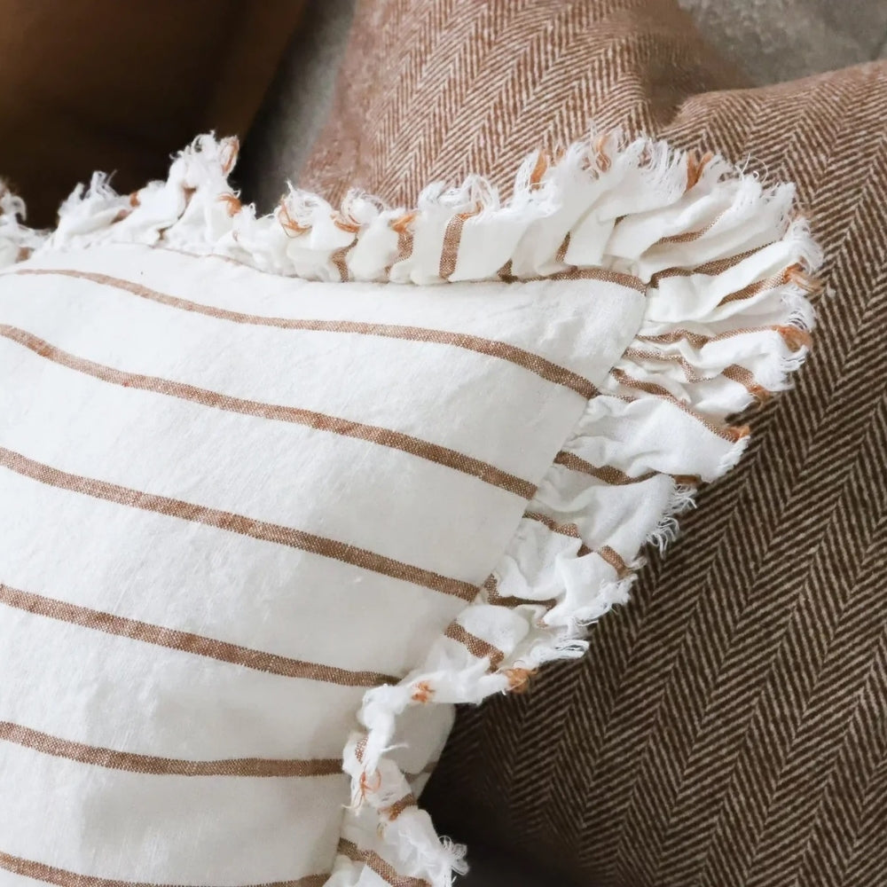 Hallie Brown & Cream Stripe Cushion 50x30