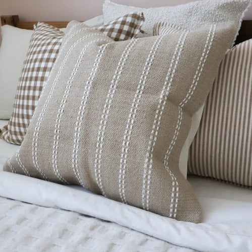 India Beige Stripe Cushion 45x45