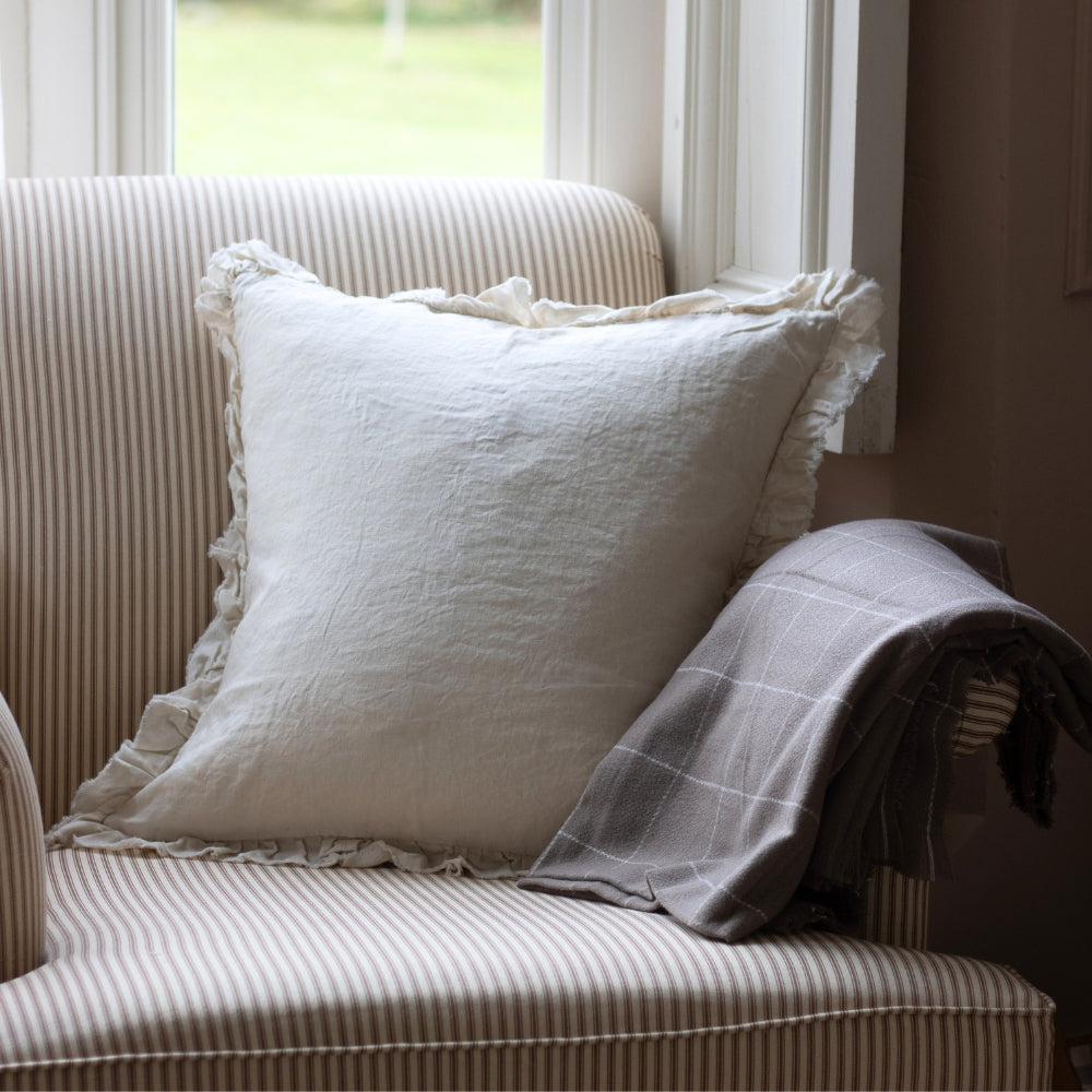 Hallie Cream Ruffle Cushion 45x45