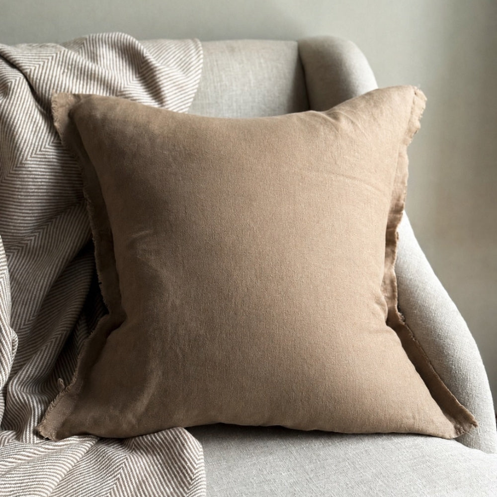 Esmee Coffee Brown Linen Cushion 45x45