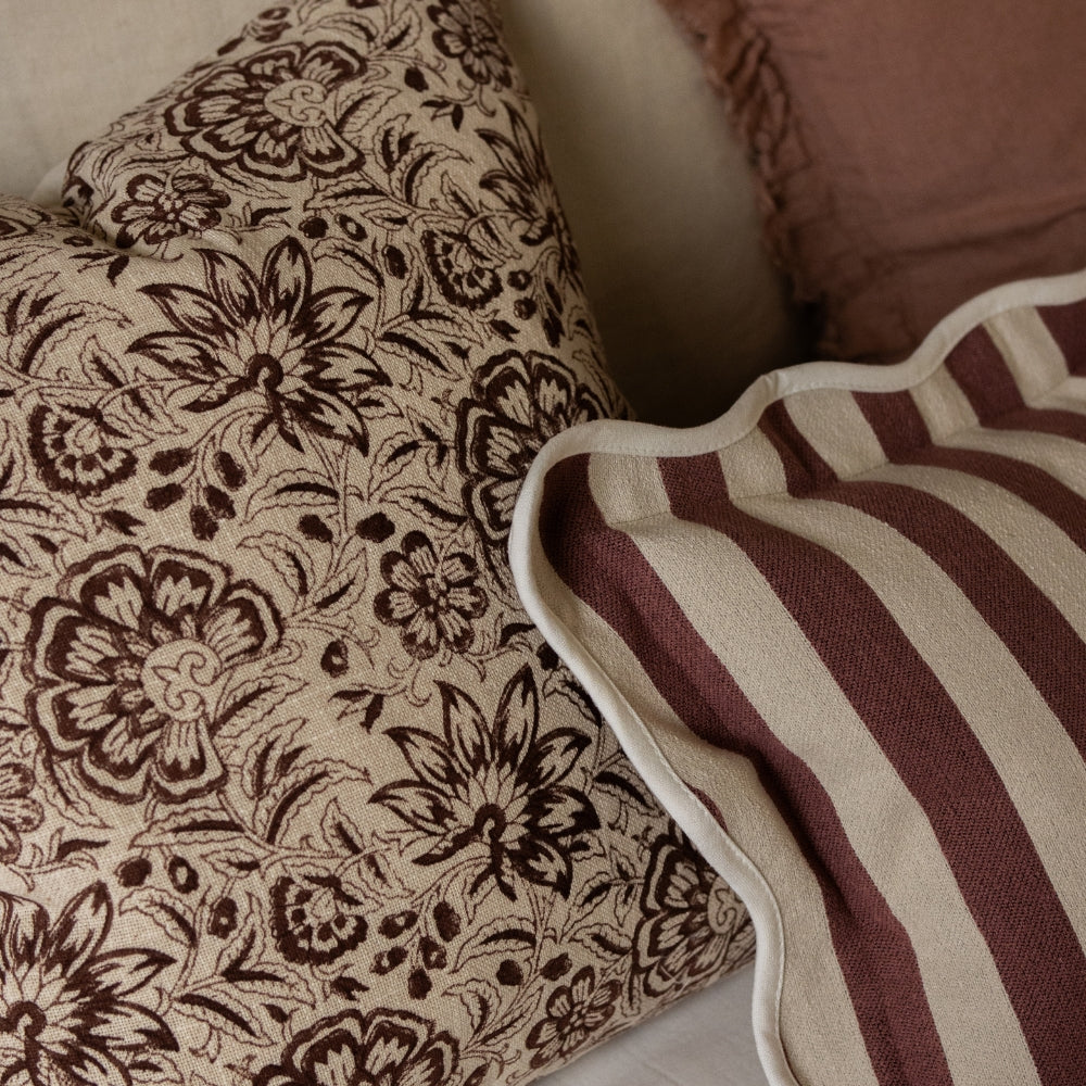 Ivy Dark Brown Print Cushion 45x45