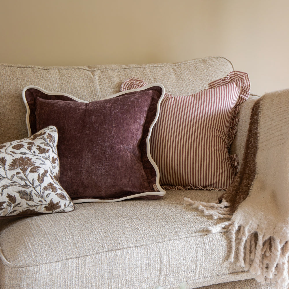 Chloe Plum Scalloped Edge Cushion 45x45