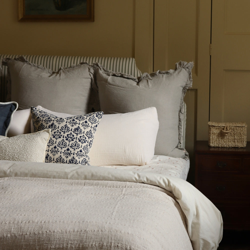 Hallie Natural Beige Ruffle Cushion 65x65