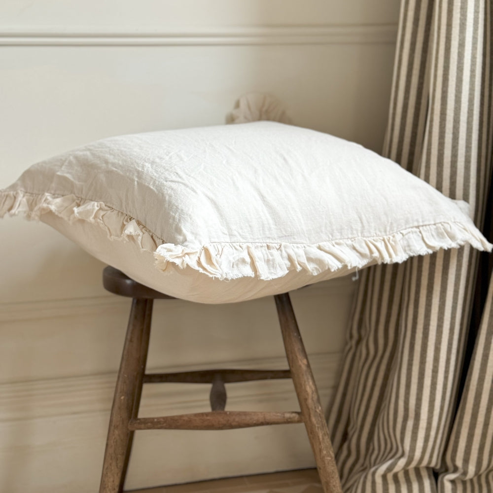 Hallie Cream Ruffle Cushion 45x45