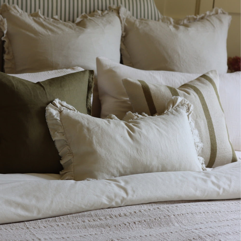 Hallie Cream Ruffle Cushion 50x30