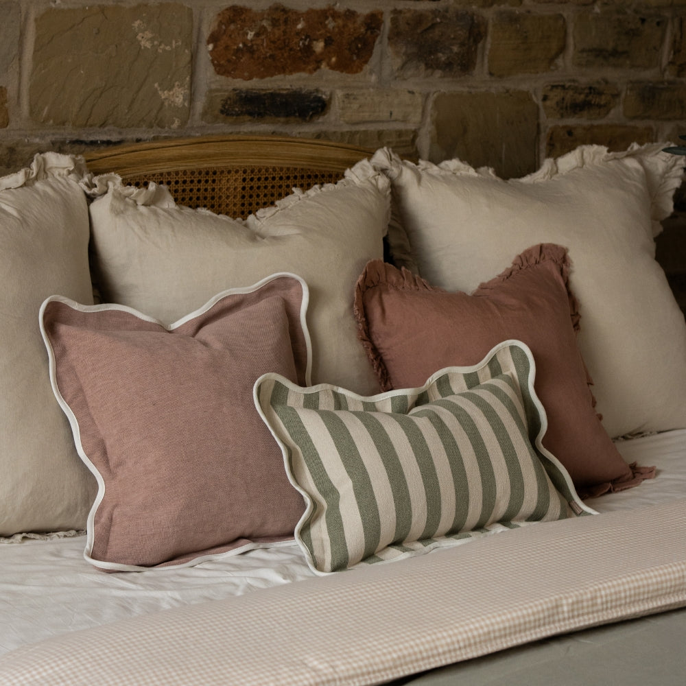 Chloe Dusty Pink Scalloped Edge Cushion 45x45