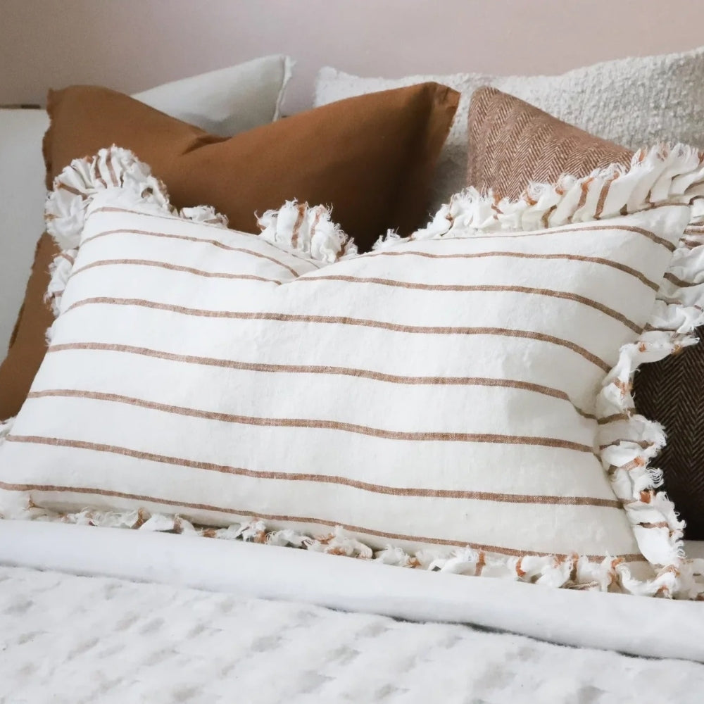 Hallie Brown & Cream Stripe Cushion 50x30