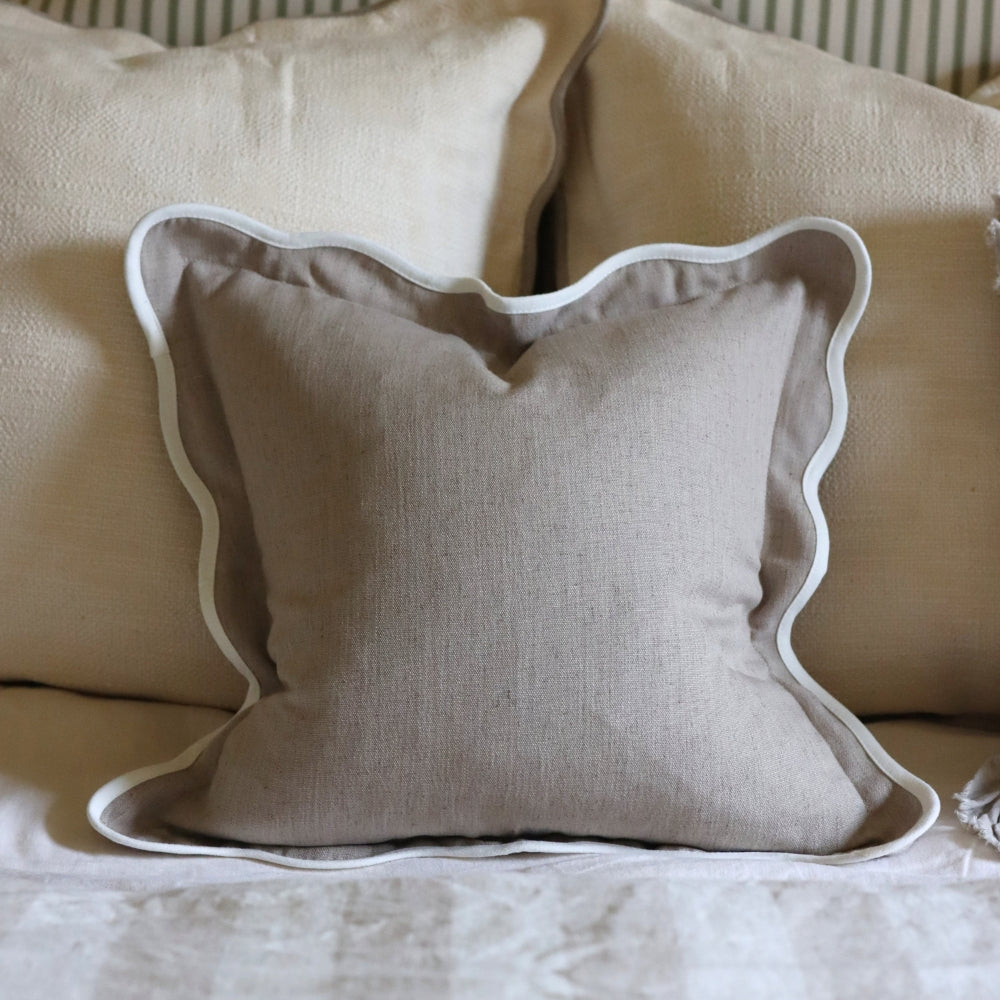 Chloe Greige Scalloped Edge Cushion 45x45