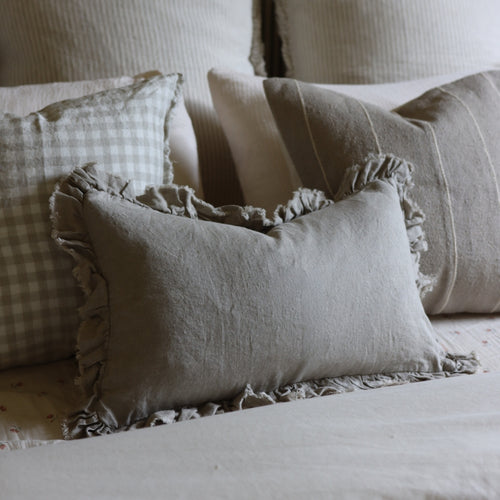 Hallie Natural Beige Ruffle Cushion 50x30