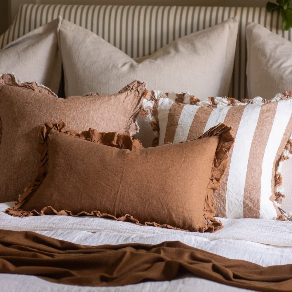 Hallie Rust Linen Cushion 50x30