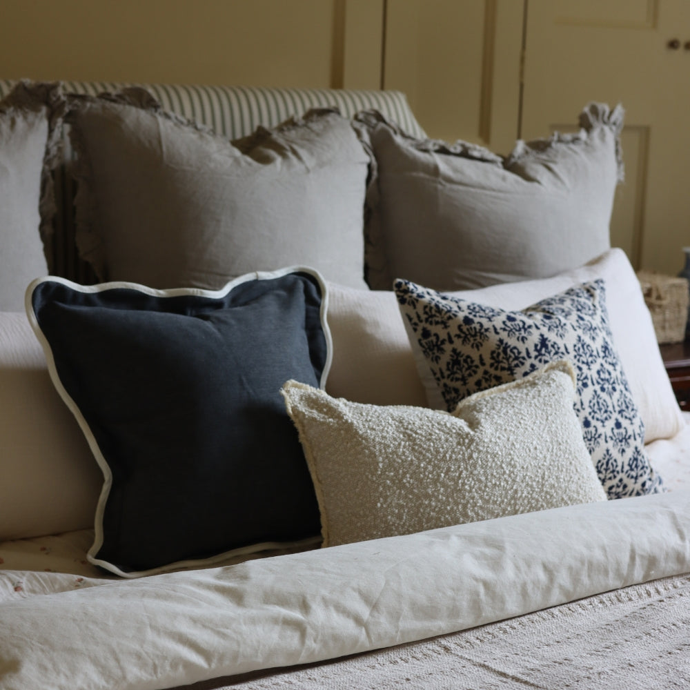 Chloe Navy Scalloped Edge Cushion 55x55cm