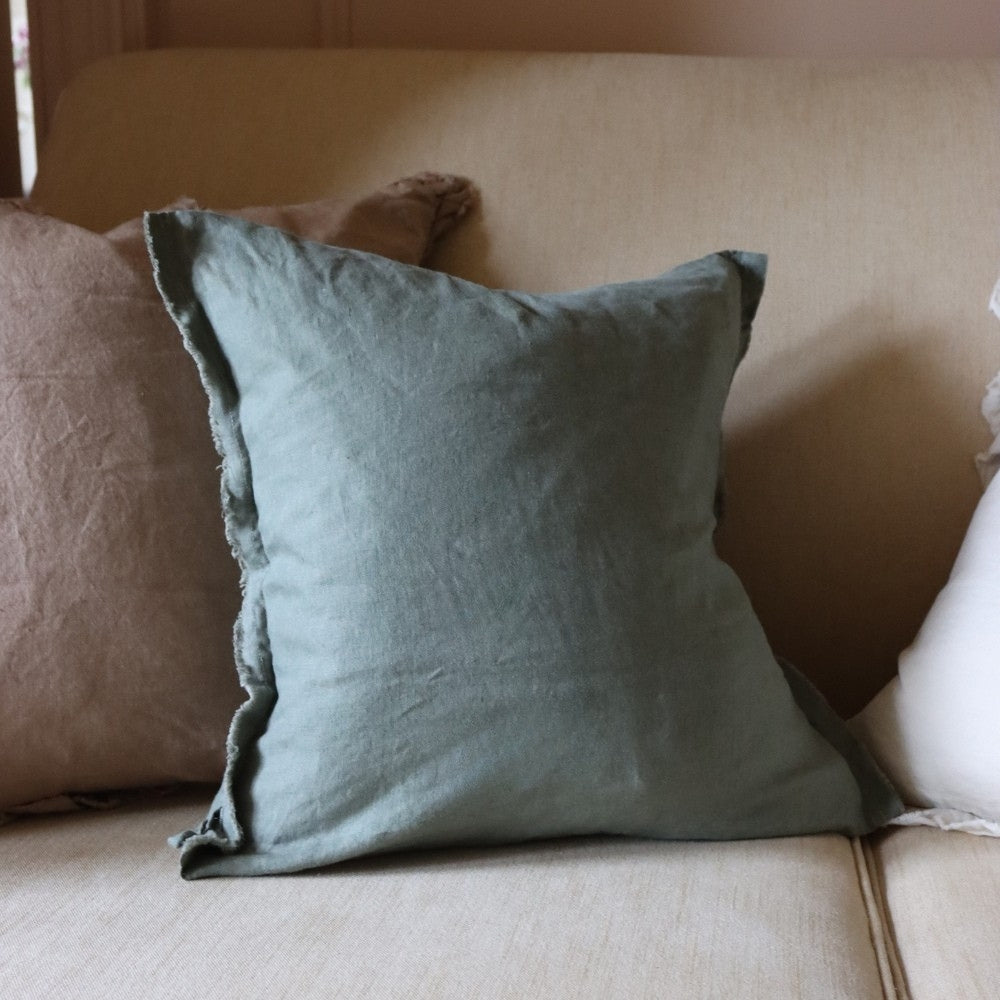 Esmee Khaki Green Linen Cushion 45x45