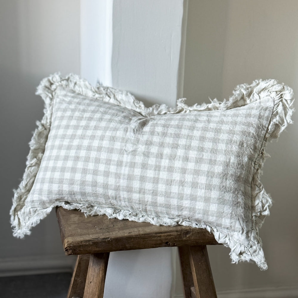 Hallie Natural Gingham Cushion 50x30