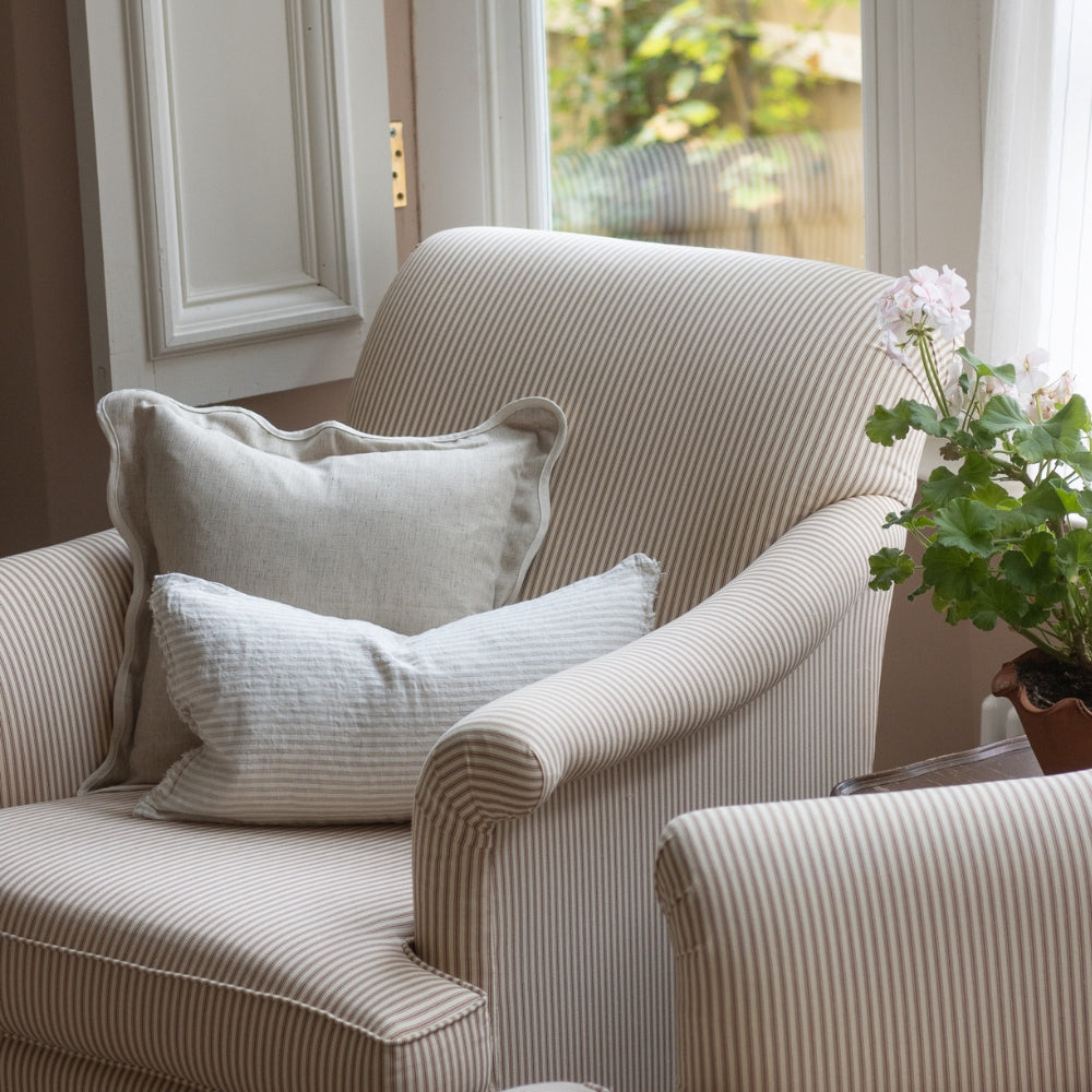 Esmee Natural Beige Stripe Cushion 50x30