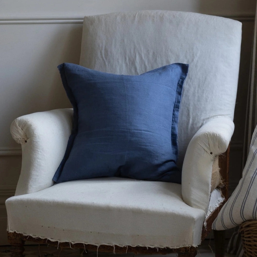 Esmee Navy Blue Linen Cushion 45x45