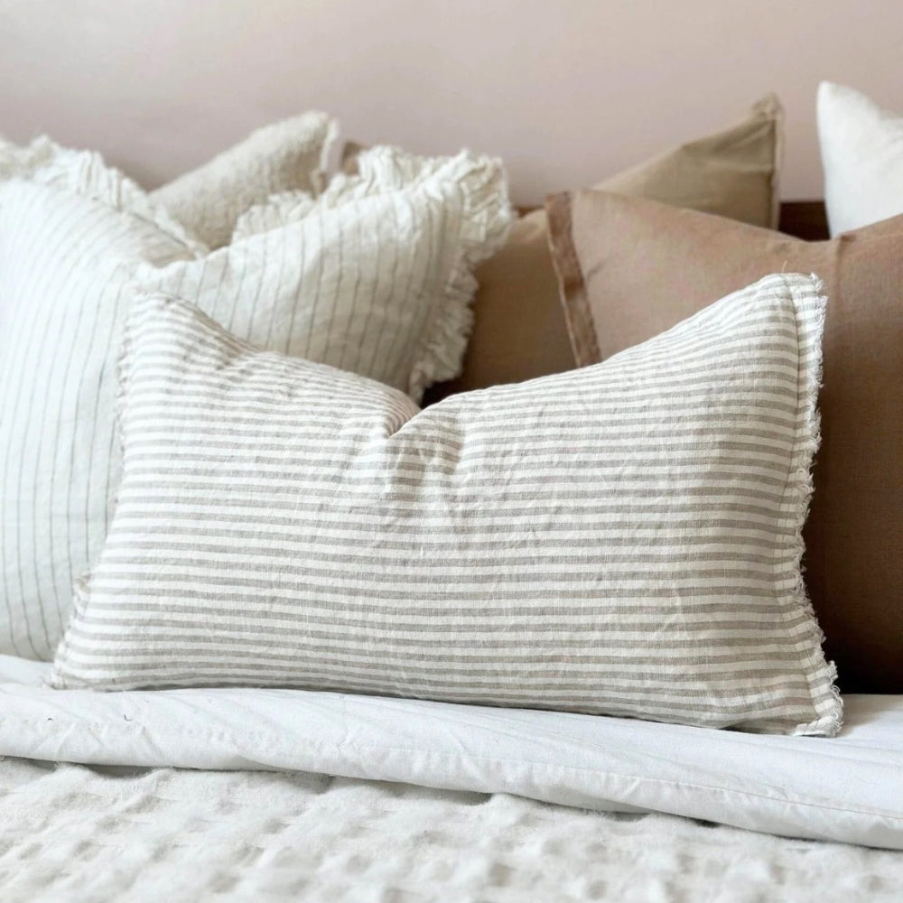 Esmee Natural Beige Stripe Cushion 50x30