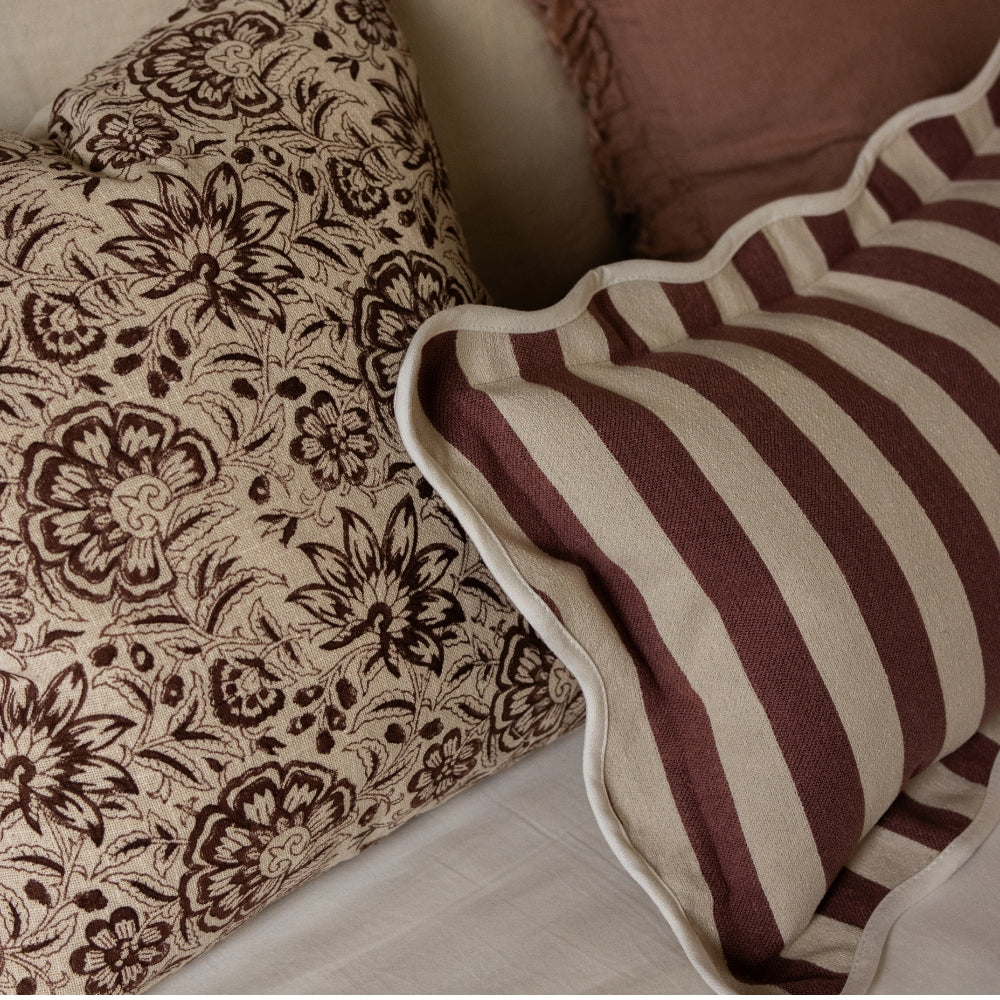 Chloe Plum Stripe Cushion 50x30