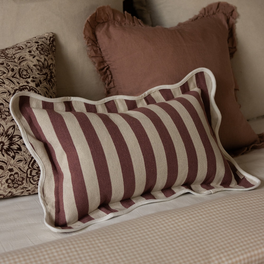 Chloe Plum Stripe Cushion 50x30
