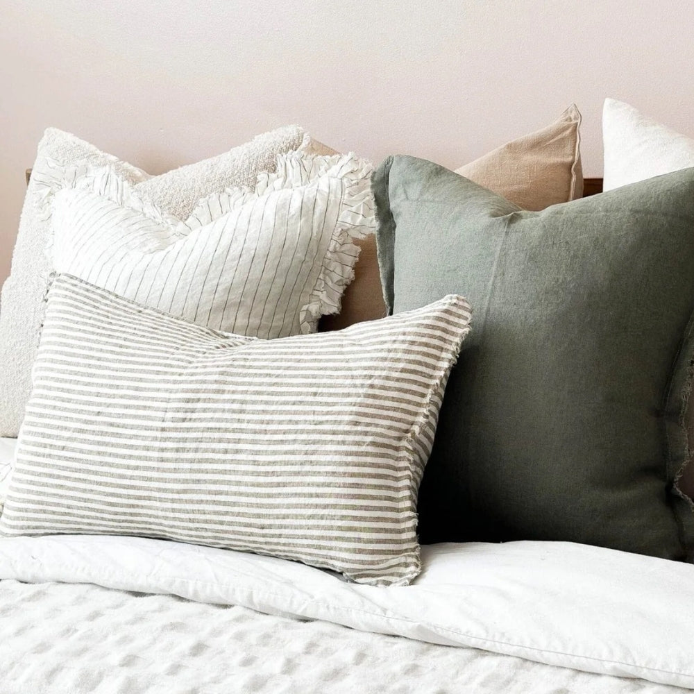 Esmee Olive Green Stripe Cushion 50x30