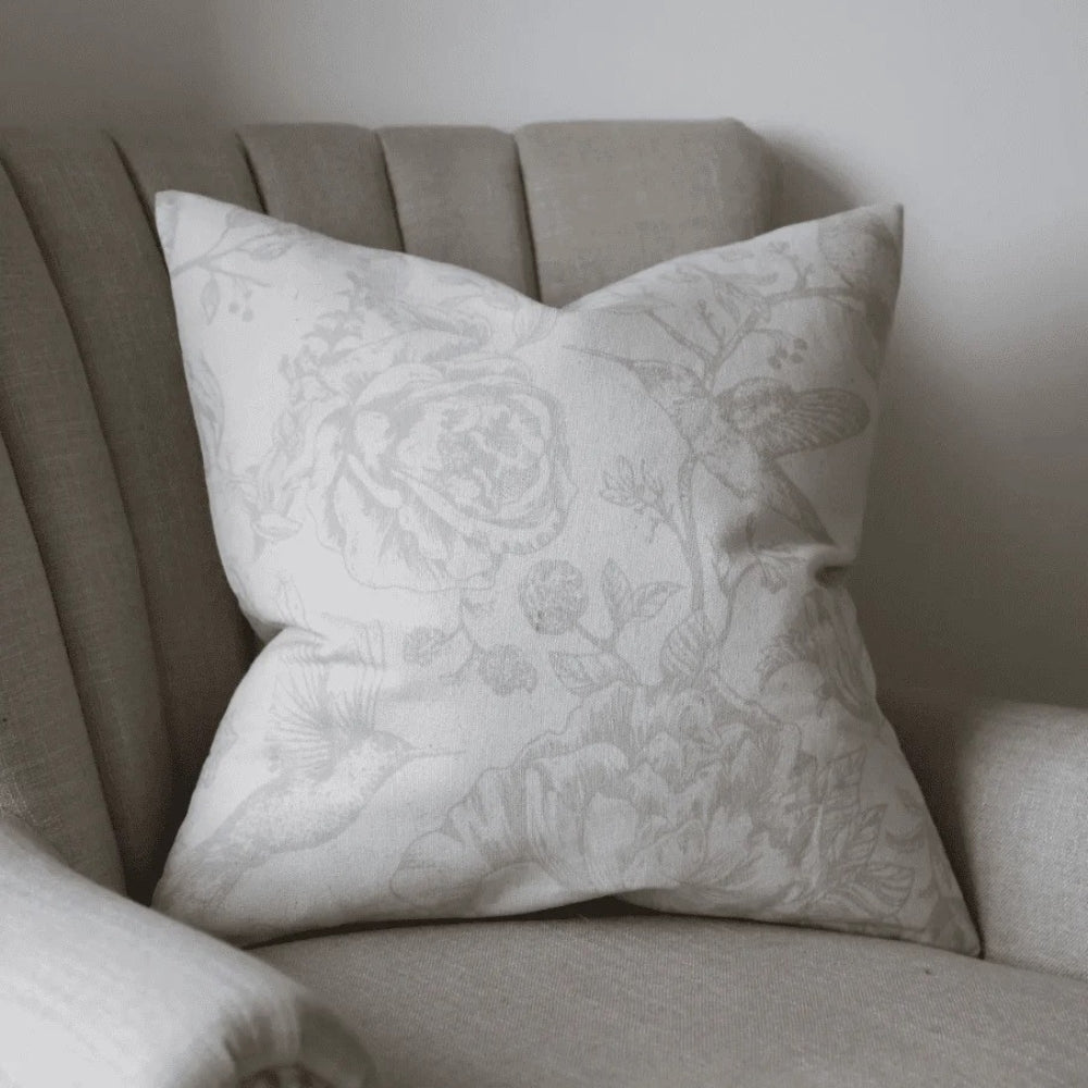 Aria Grey Bird Print Cushion 45x45
