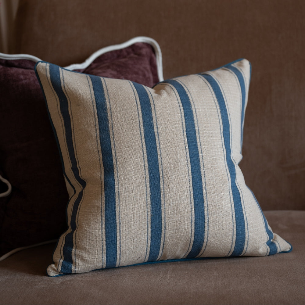 Aubrey Blue Stripe Cushion 45x45