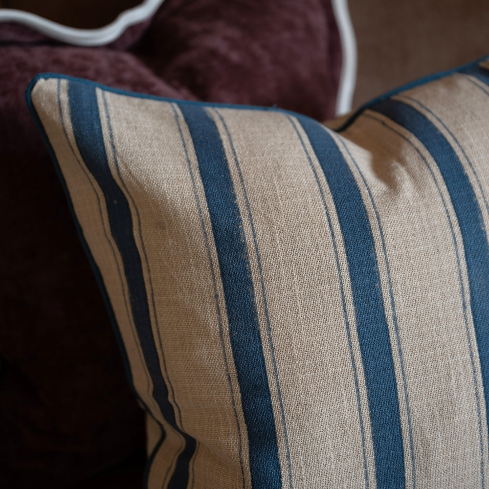 Aubrey Blue Stripe Cushion 45x45