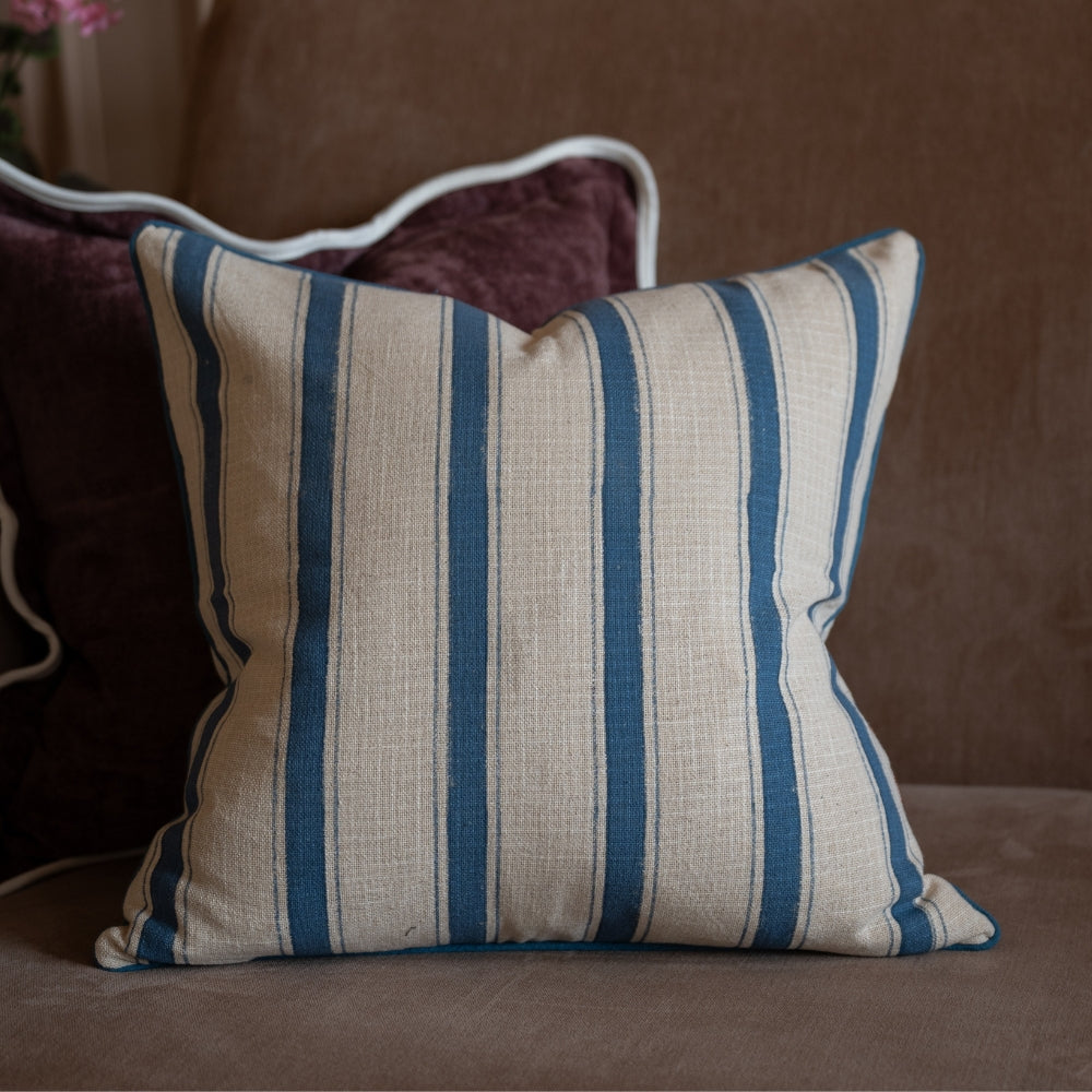 Aubrey Blue Stripe Cushion 45x45