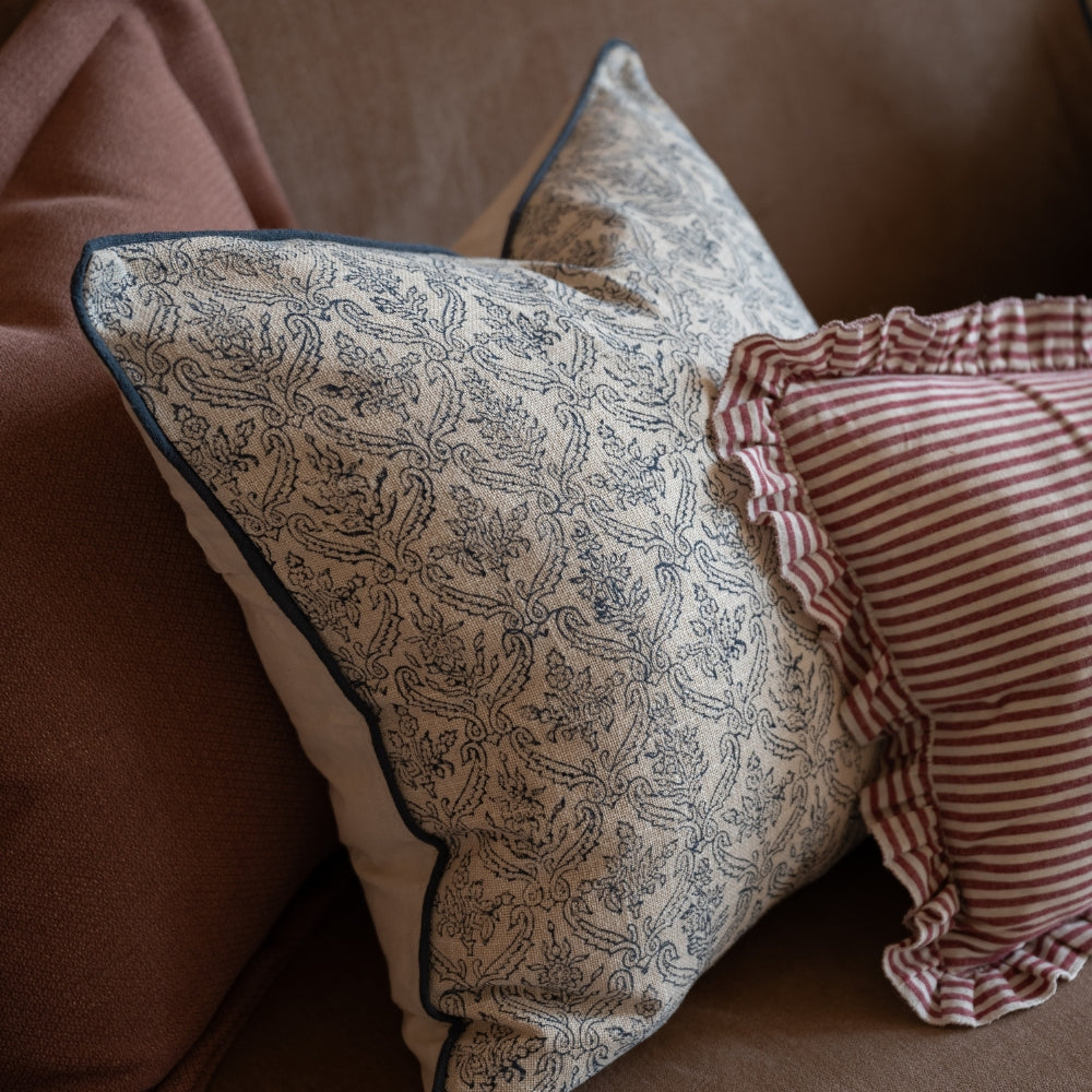Aubrey Navy Print Cushion 45x45