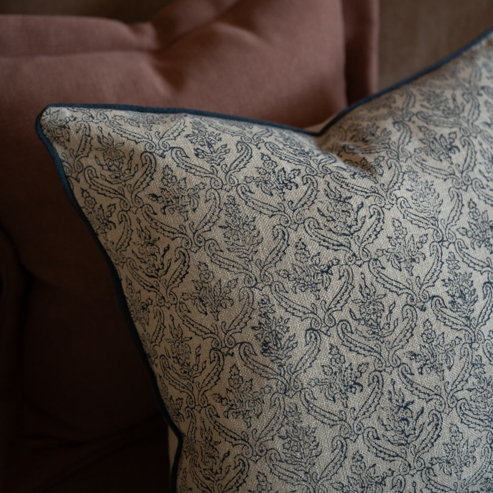 Aubrey Navy Print Cushion 45x45