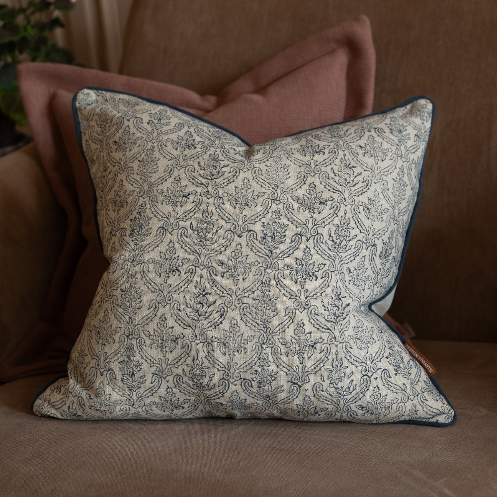Aubrey Navy Print Cushion 45x45