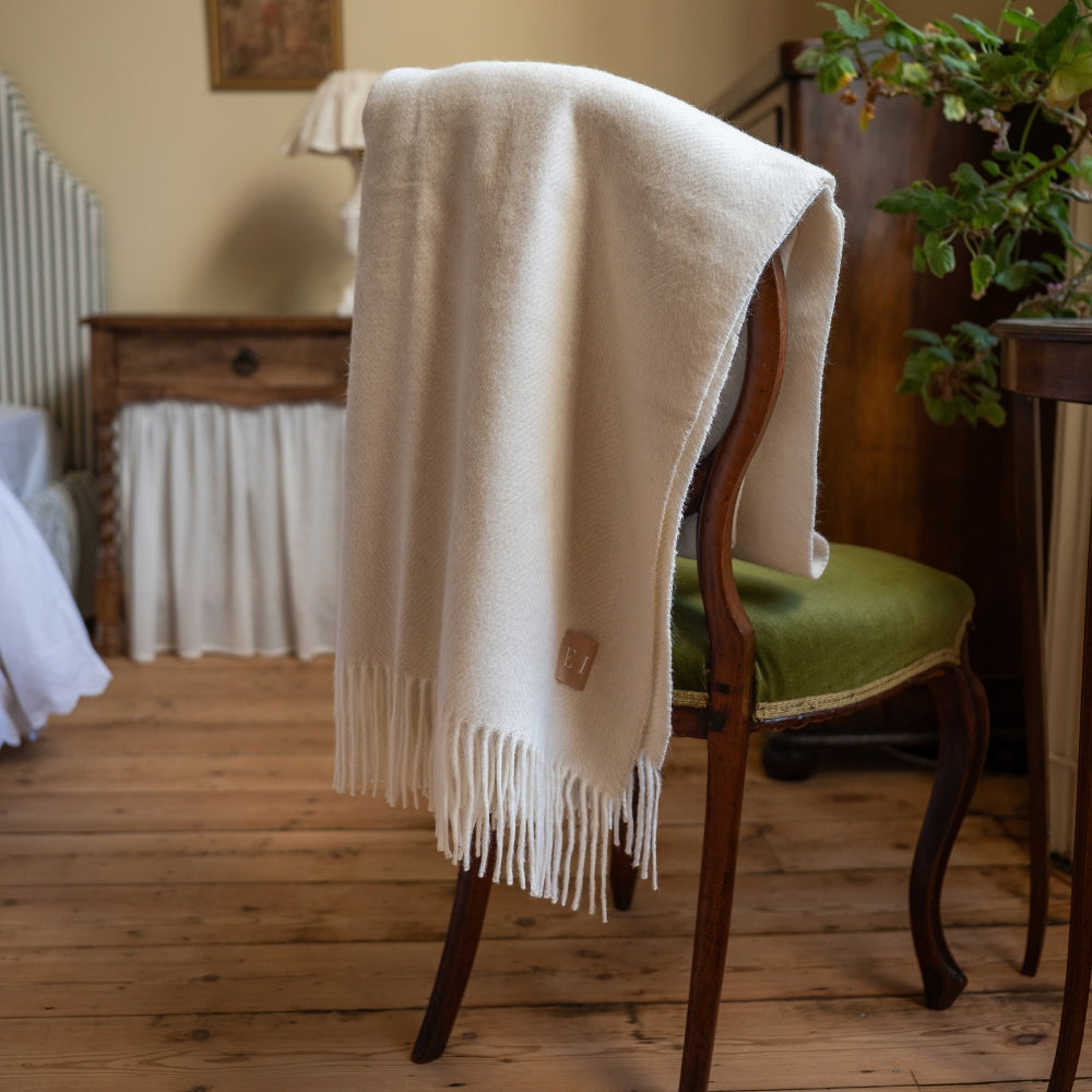 Hettie Cream Herringbone Throw