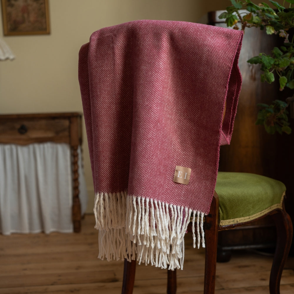 Burgundy Herringbone Throw