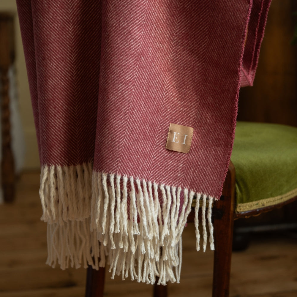 Burgundy Herringbone Throw