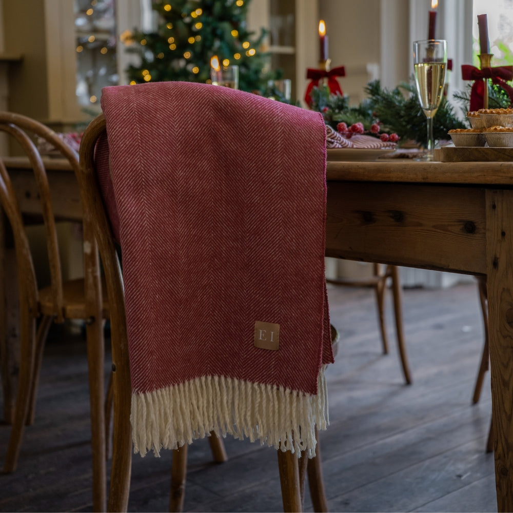 Burgundy Herringbone Throw
