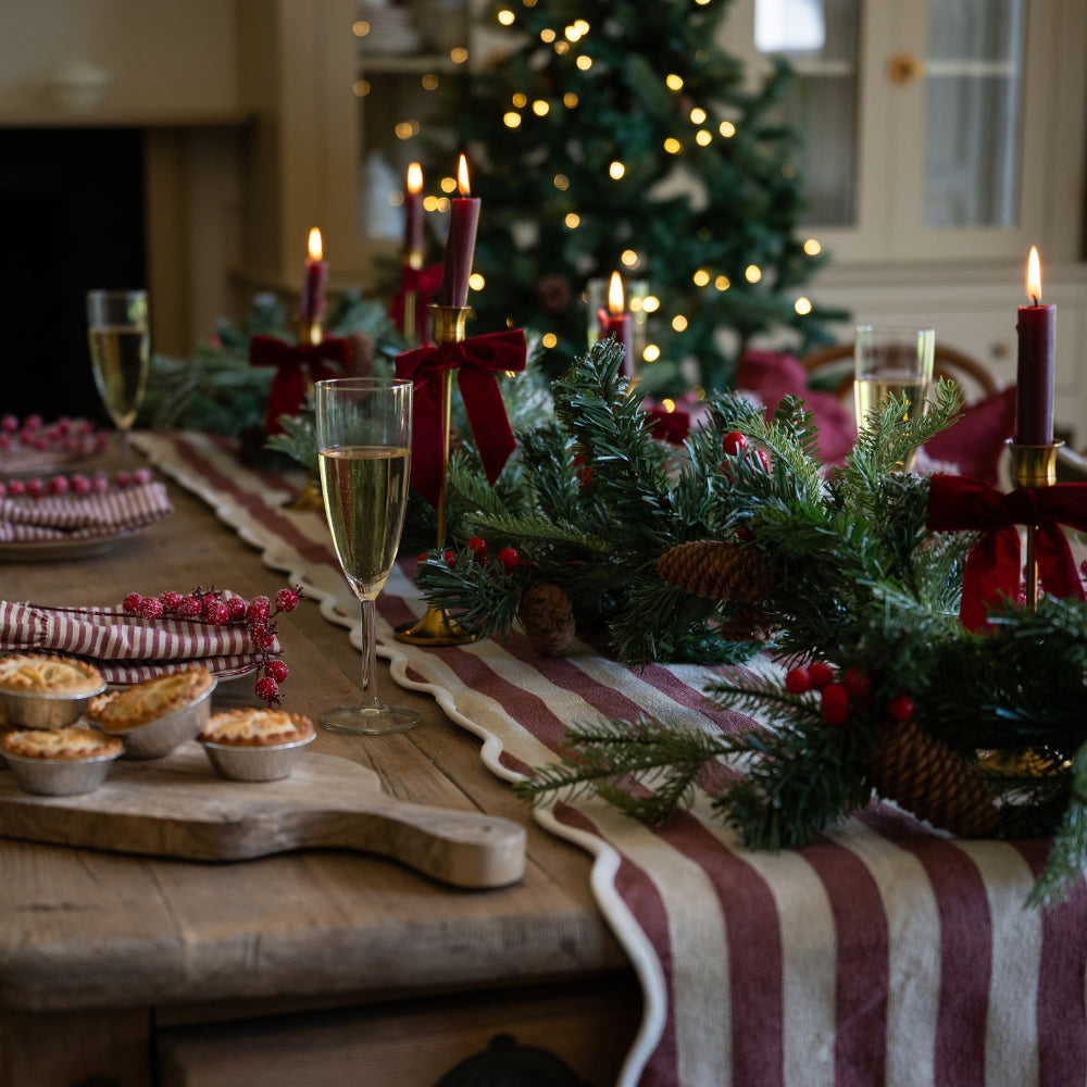 Christmas Chloe Plum Stripe Table Runner