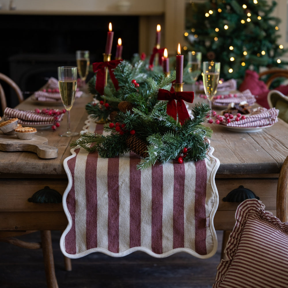 Christmas Chloe Plum Stripe Table Runner
