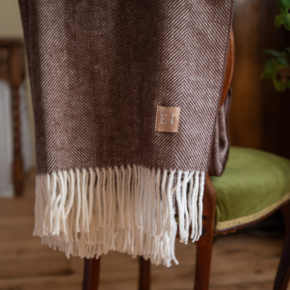 Dark Brown Herringbone Throw