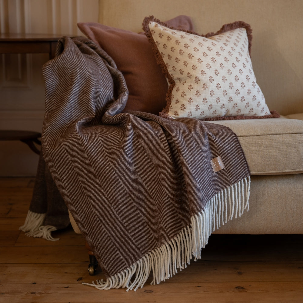 Dark Brown Herringbone Throw