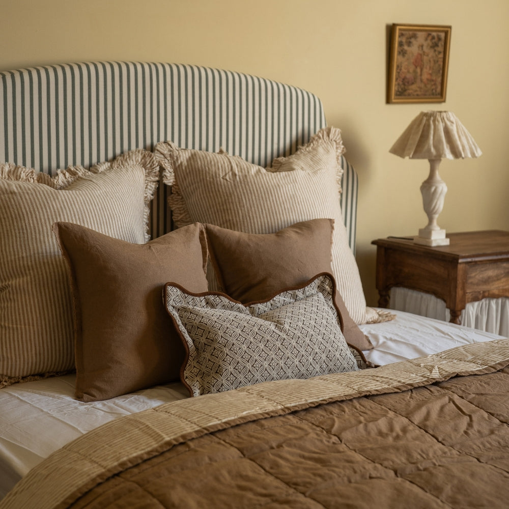 Esmee Coffee Brown Linen Cushion 45x45