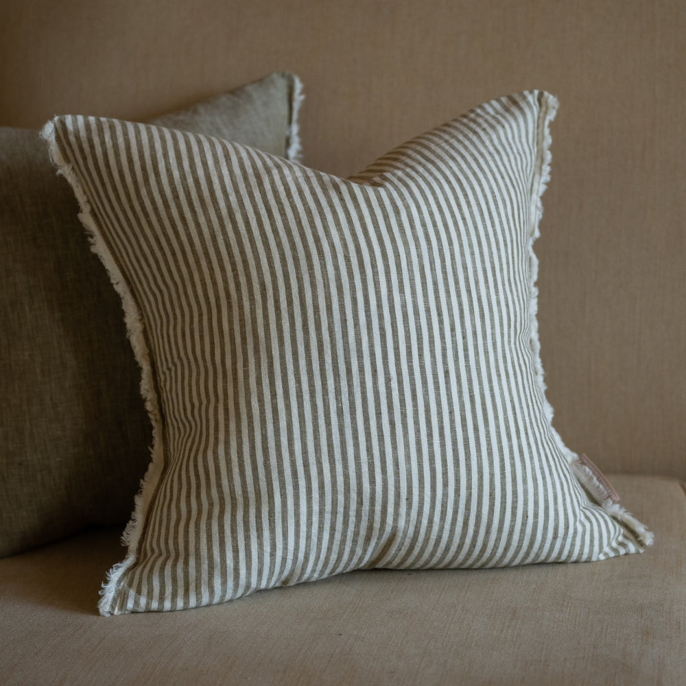 Esmee Olive Green Stripe Cushion 45x45
