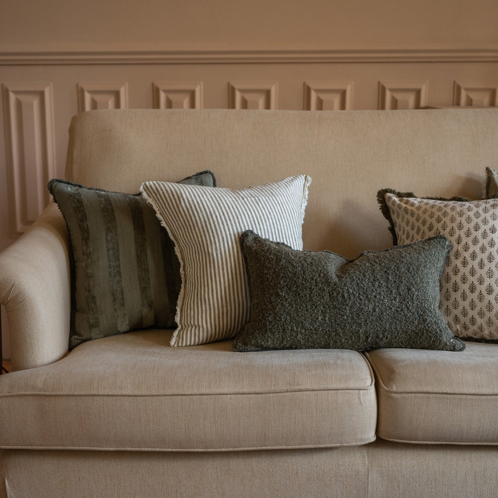 Esmee Olive Green Stripe Cushion 45x45