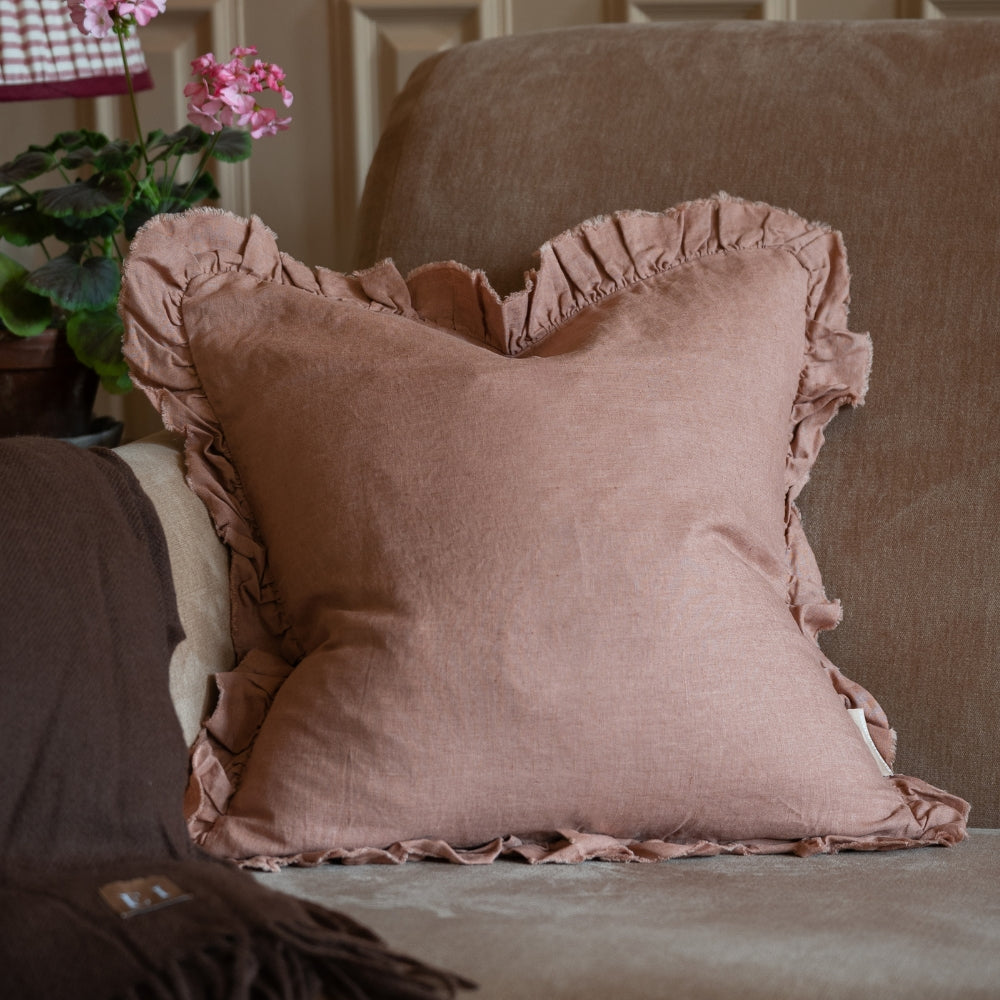 Hallie Dusty Pink Ruffle Cushion 45x45
