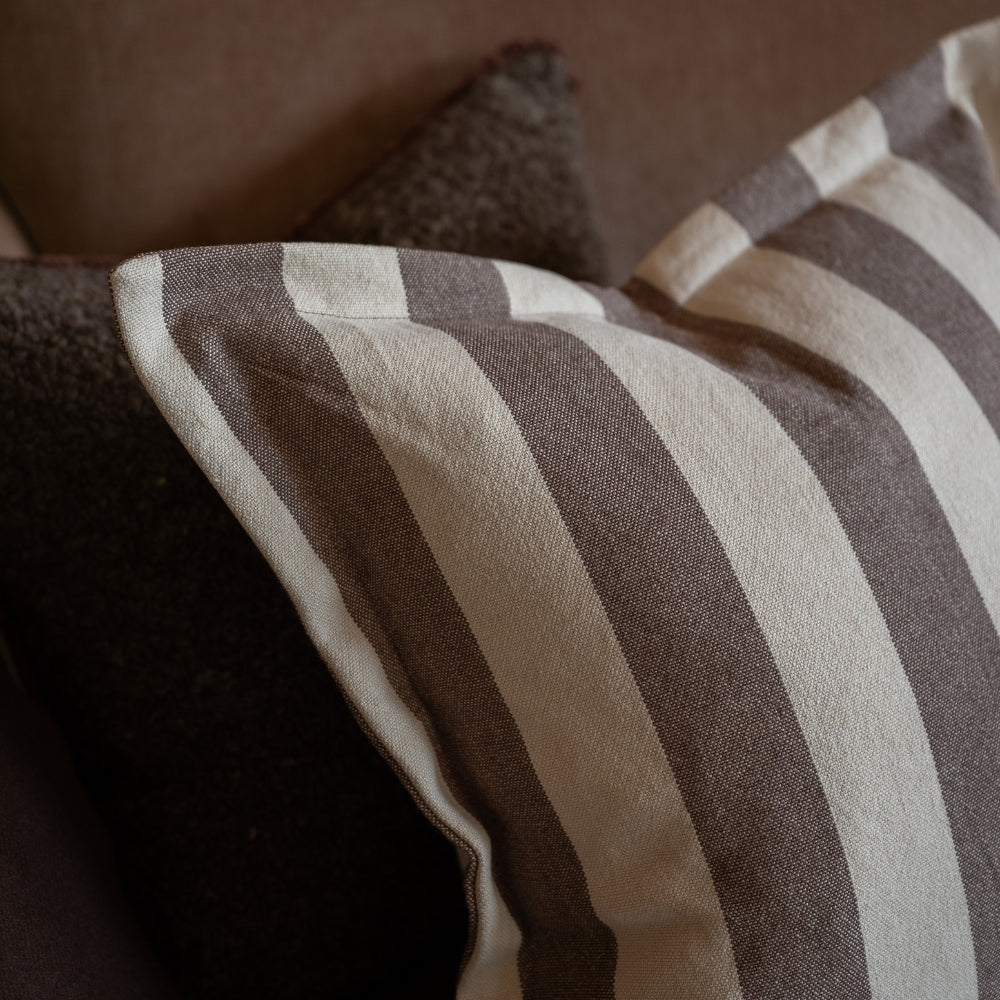 Hattie Brown & Cream Stripe Cushion 45x45