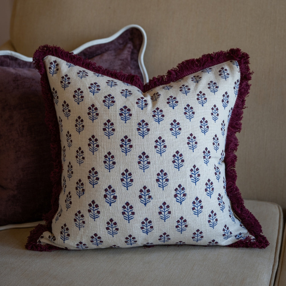 Sadie Berry Print Fringed Edge Cushion 45x45