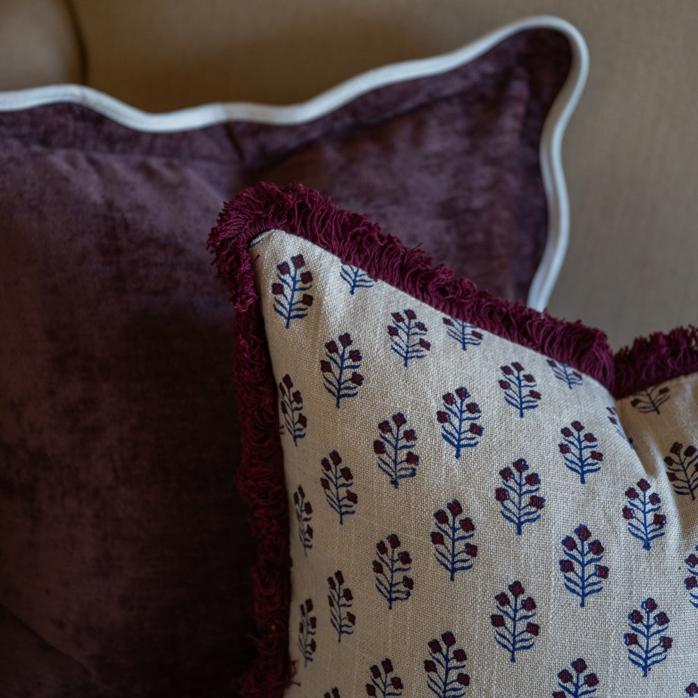 Sadie Berry Print Fringed Edge Cushion 45x45